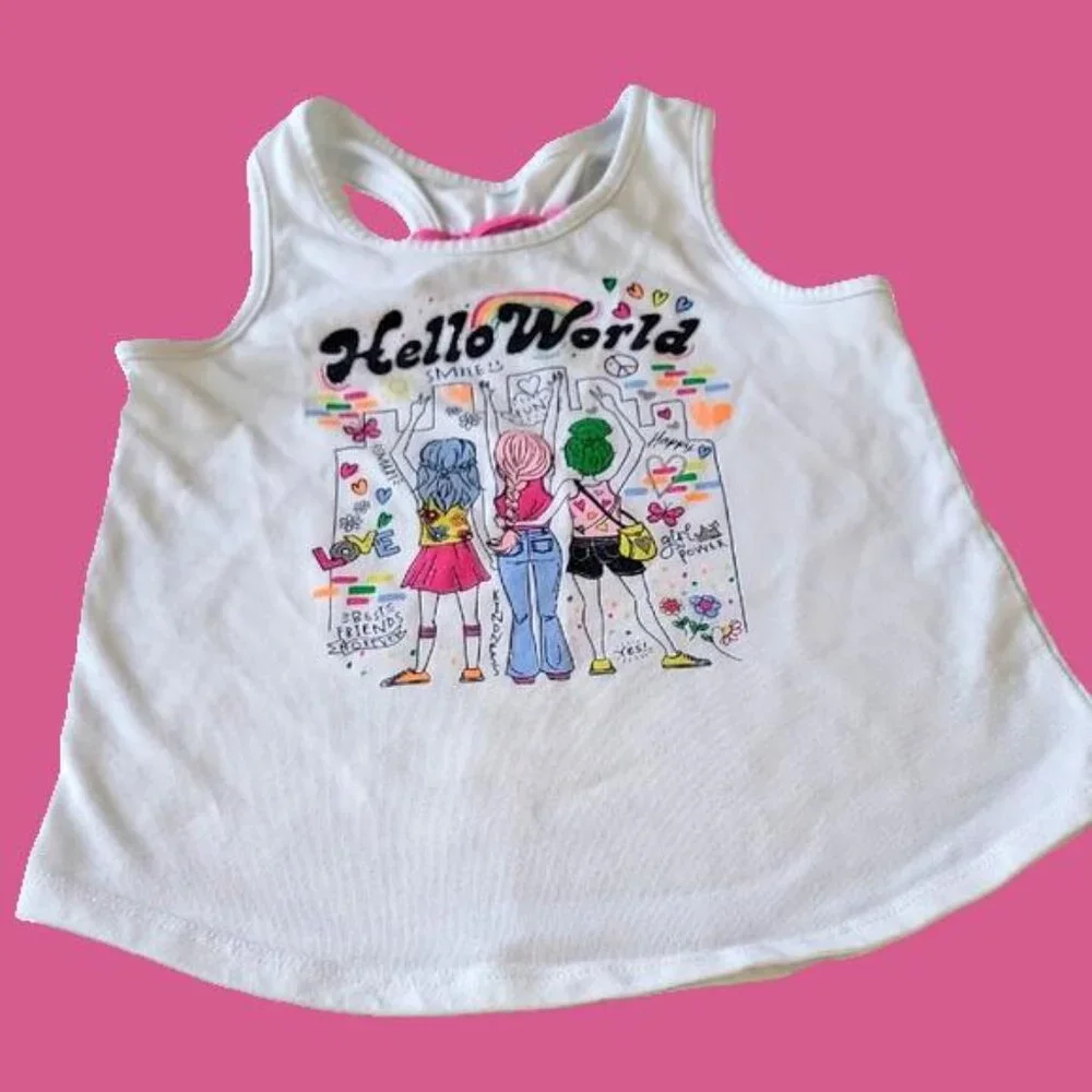 Garanimals 365 Kids Tank Top White Girls Size 6 Racerback Graphic - Picture 2 of 9